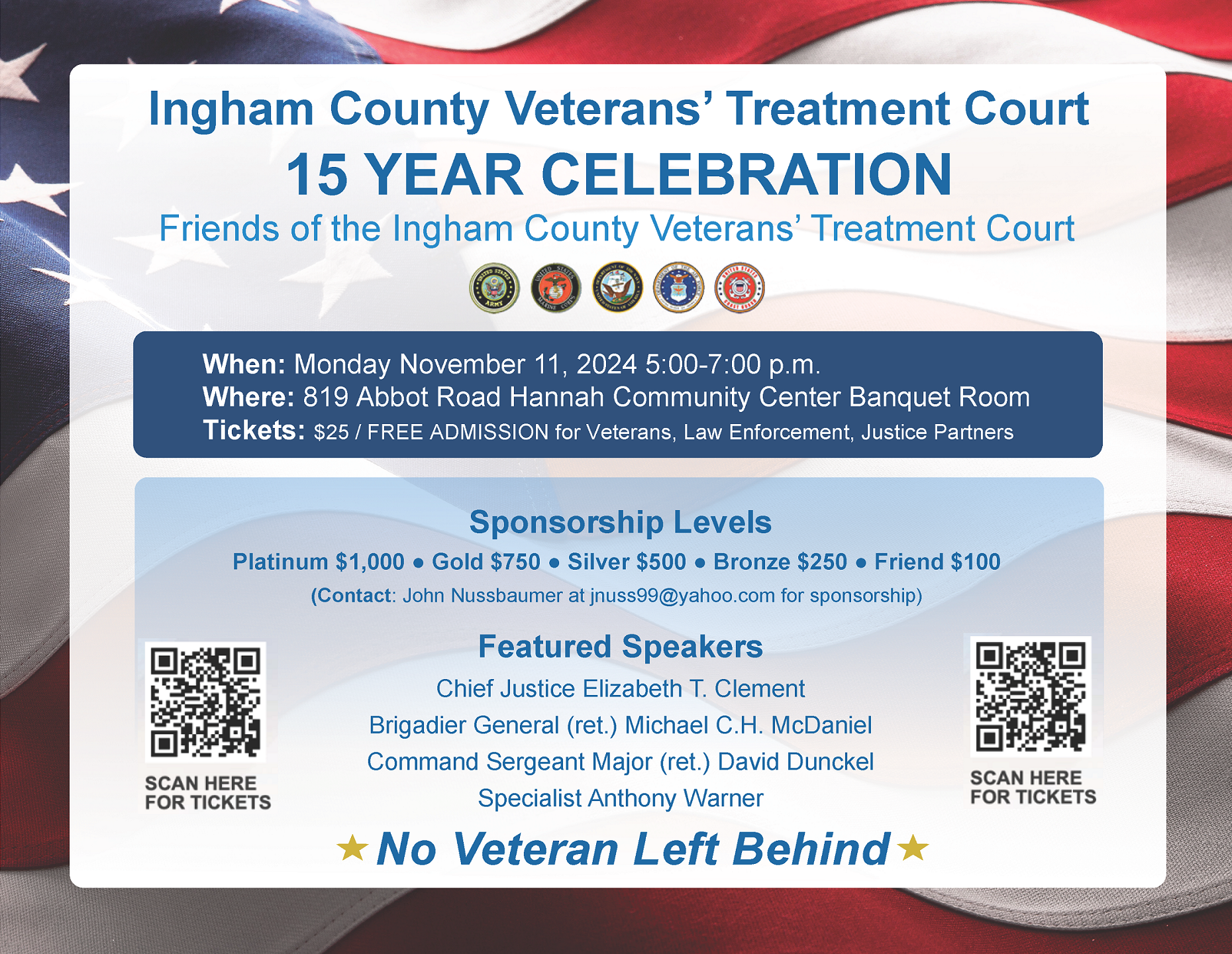 Ingham County Veterans Treatment Court 15 year Celebration